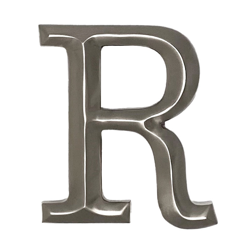 Heurtoir de porte lettre monogramme, Nickel, R
