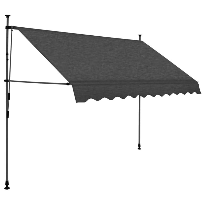 Dakota Fields 250cm W Plastic Anthracite Cover Retractable Patio Awning, Anthracite, 3m W x 1.2m D