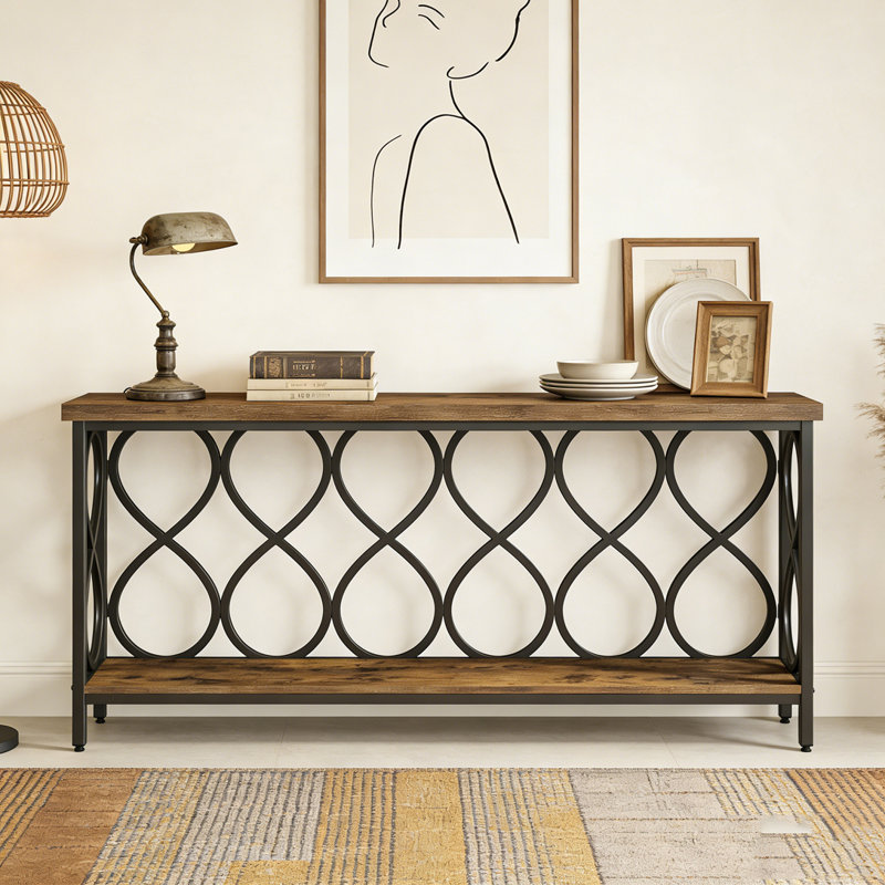 70.9" Industrial Console Table, 2-tier Entryway Table