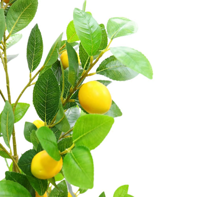 5FT Artificial Lemon Tree with 20 Faux Lemons in White Pot – Tall Silk Plant for Indoor Home, Office, Garden – Single Trunk with Triple Small Limbs Alternative