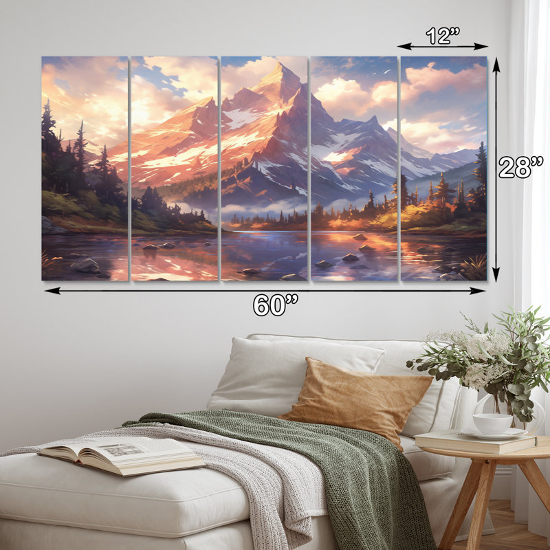 Mountain View Bliss I - Countryside Canvas Print - 5 Equal Panels