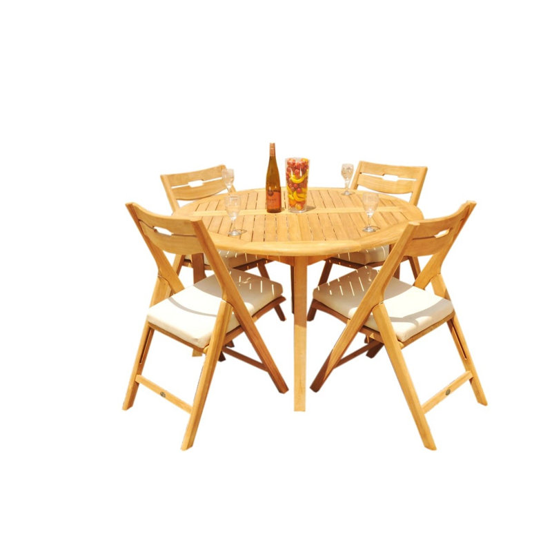 Surfliner Outdoor Teak Dining Set, 75" x 36" x 31.5", 4