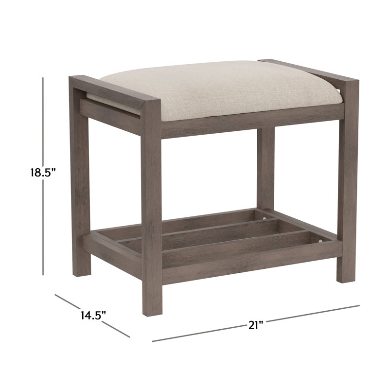 Adrian Solid Wood Accent Stool, Gray