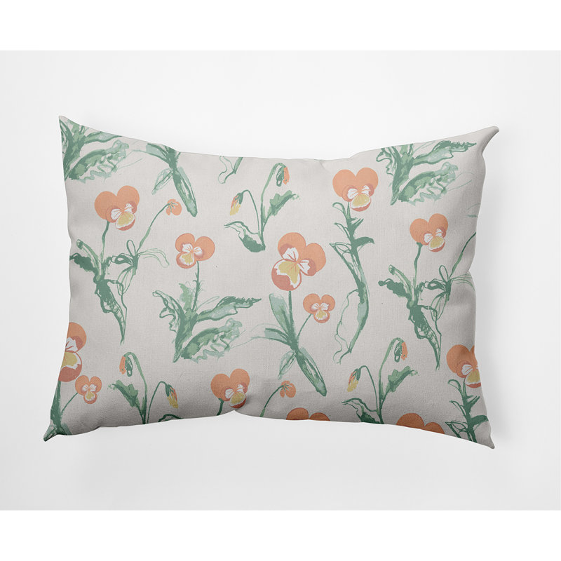 Floral Reversible Throw Pillow, Orange