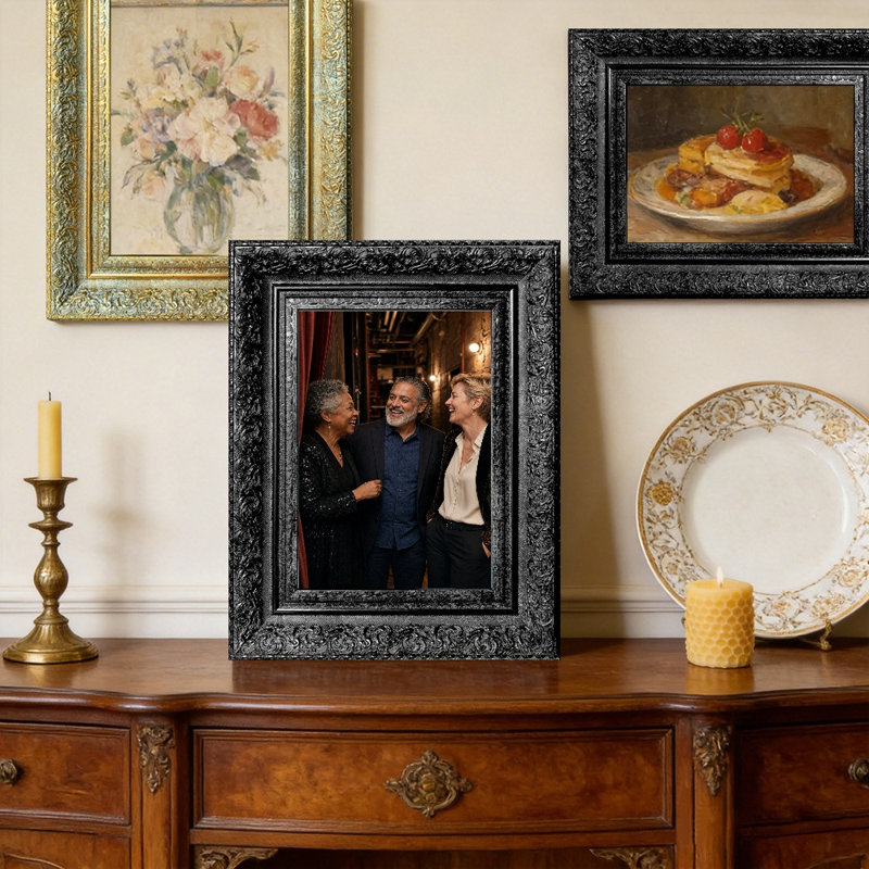 Black 1PC 5" x 7" Ornate Picture Frame with Horizontal or Vertical Display