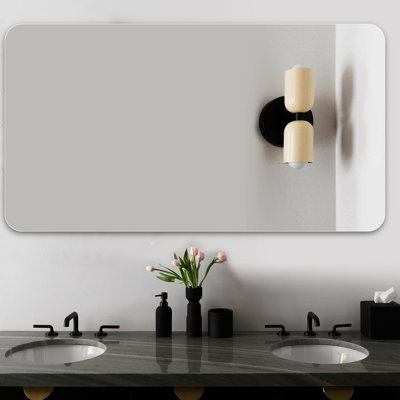 Miroir de salle de bain mural - Brouillard, imperméable. R50 Argent 5 mm pour disque dur -Épreuve. Fixez-le horizontalement ou verticalement. 28,78 po de largeur, 39,71 po de profondeur, 0,6 po de hauteur et 21,18 lb