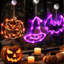 Ensemble de 3 lumières de décoration de fenêtre d'Halloween, lumières de fenêtre d'Halloween suspendues à piles, lumières décoratives d'Halloween à DEL avec crochets à ventouse avec fonction de fondu lent et de minuterie (citrouille, chauve-sour