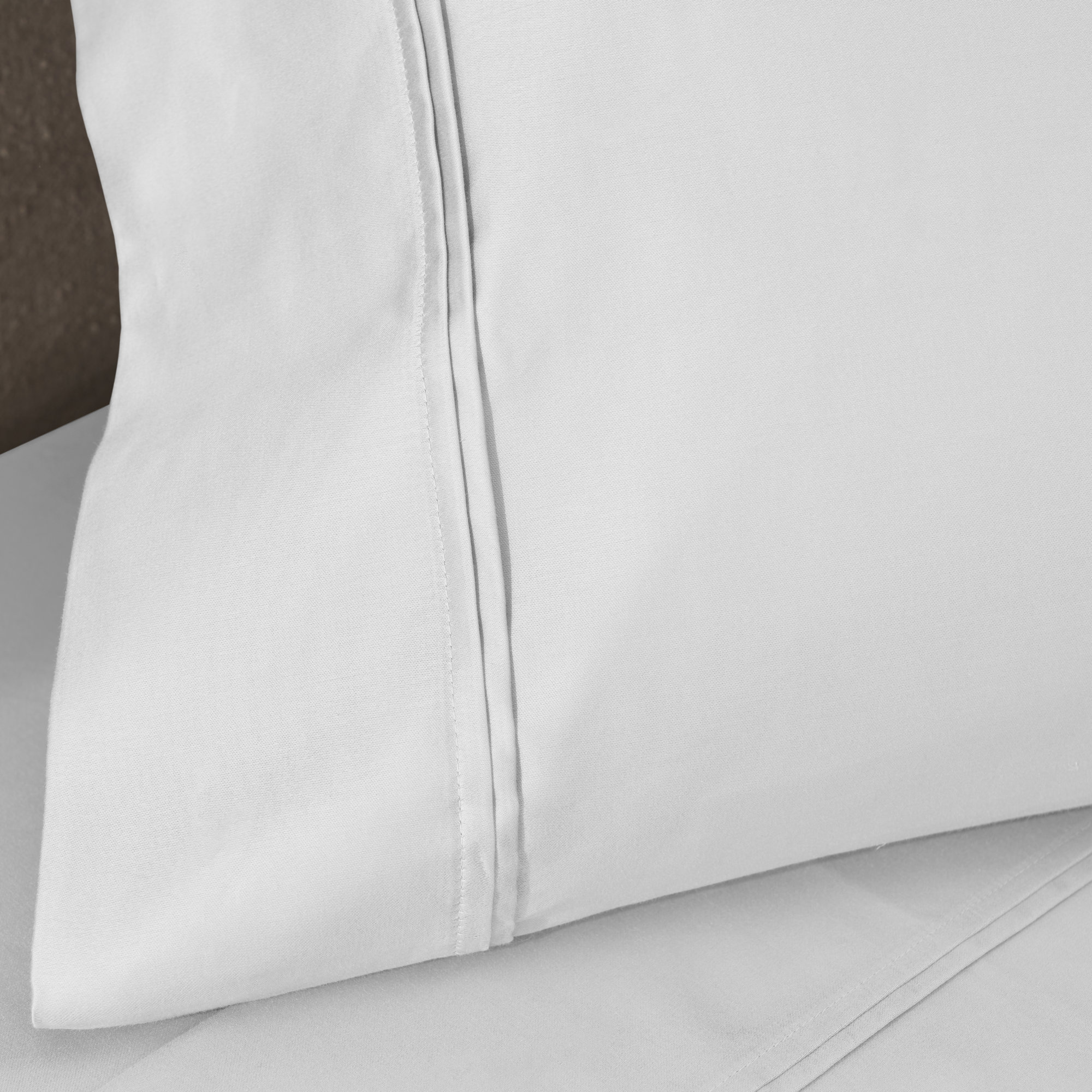 Mellark 100% Certified Egyptian Cotton Solid Pillowcase Set, King Pillowcase, Platinum