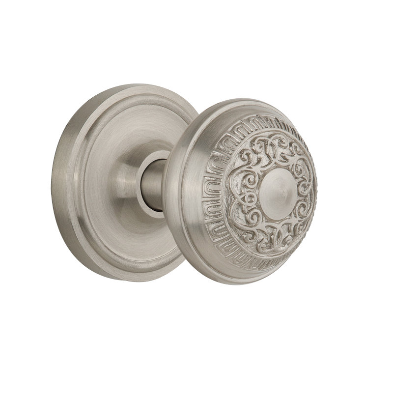 Classic Rosette with Egg & Dart Door Knob, Satin Nickel