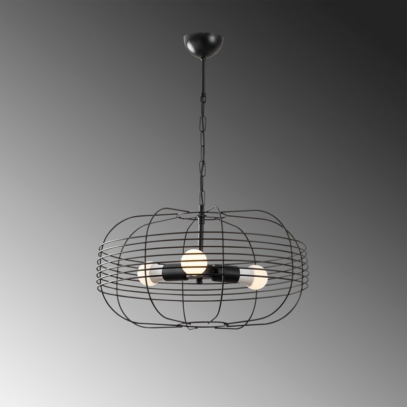 3 - Light Iron Dimmable Globe Chandelier