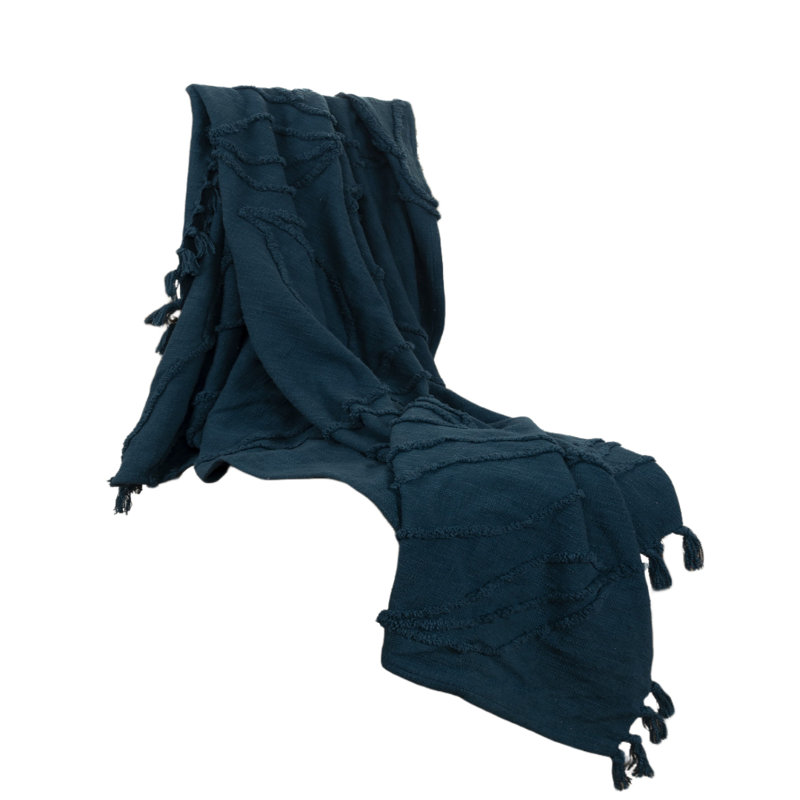 Jeté 100% coton tissé bleu sarcelle
