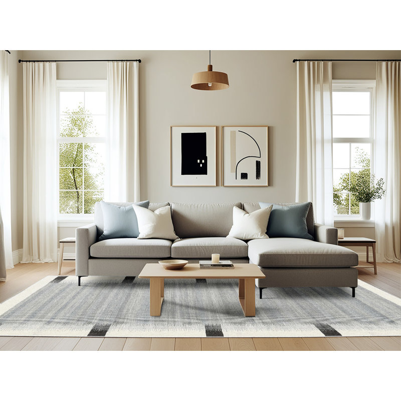 Tapis abstrait beige / noir / gris, Rectangle 6 pi x 9 pi