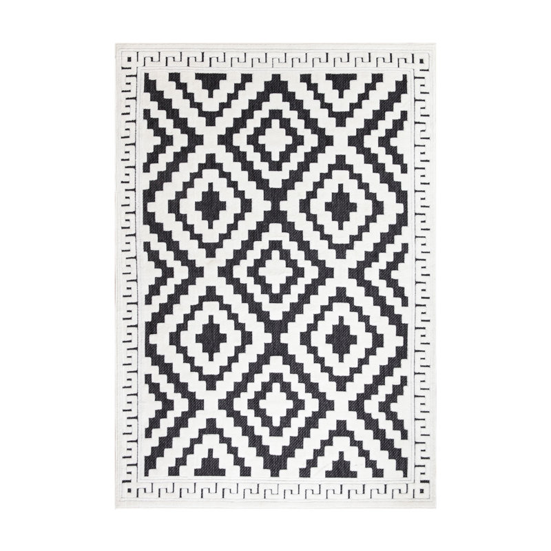 Avon Rug Anthracite Cream Large Area Rug, Non Slip Hallway Runner, Soft Carpet Door Mat for Living Room, Bedroom & Kitchen