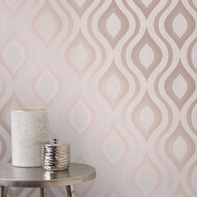 Bohannon 10m x 53cm Semi-Gloss Wallpaper Roll, Rose Gold