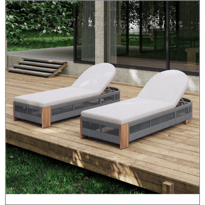 Méridienne d'extérieur, méridienne en bois massif avec dossier et coussin réglables, méridienne d'extérieur pour la plage, la cour ou la piscine