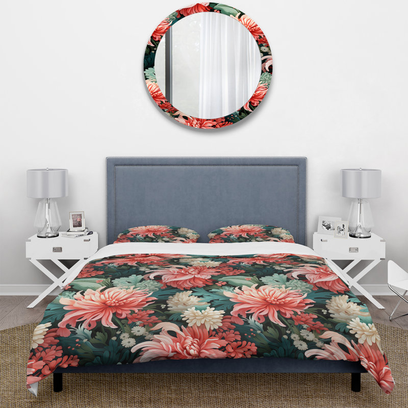 Literie Tropic Coral, Housse de couette pour très grand lit et 2 très