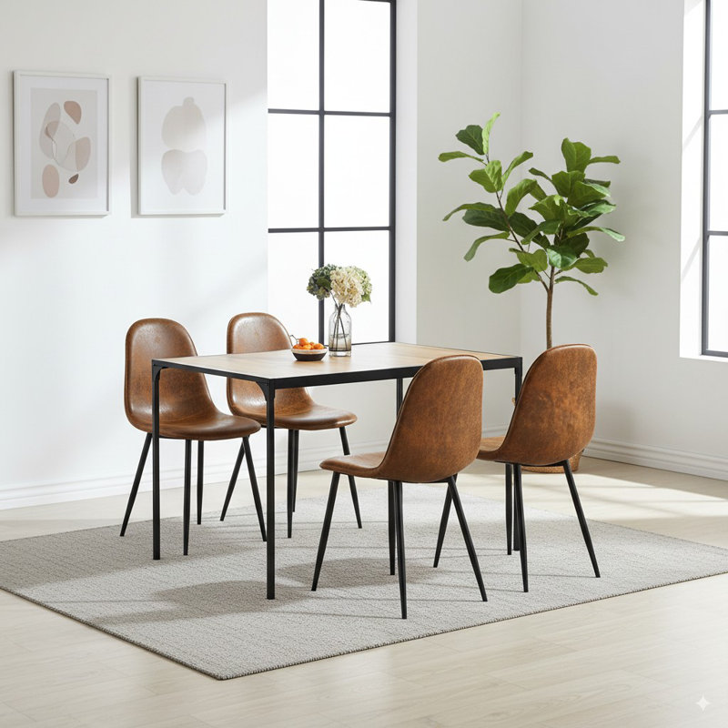 Milliken Oak Effect Dining Table, Dark Brown Wood