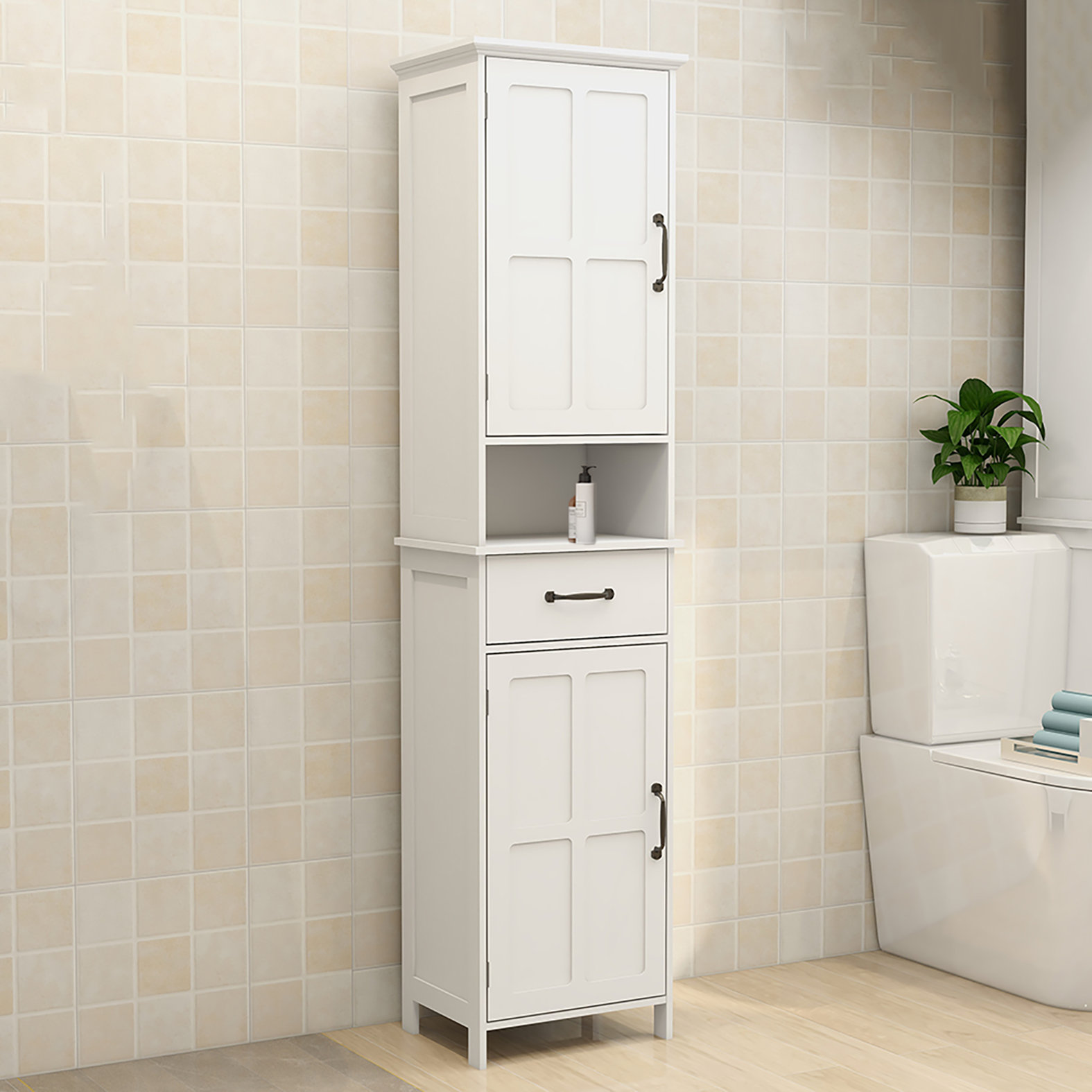 Lark Manor Narrow Height Slim Freestanding Bathroom Storage Cabinet ...