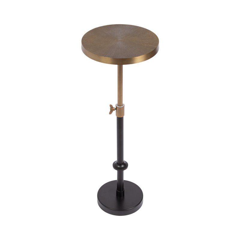 Bill Traditional Adjustable-Height Metal Pedestal Table, Gold Top/Black Base