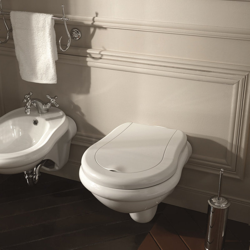 Cuvette de toilette allongée rétro à double chasse (siège inclus)