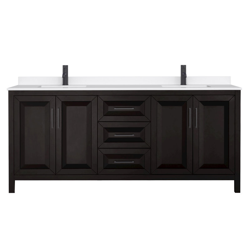 Daria 80'' W Vanity, Matte Black, Brown, Giotto Quartz