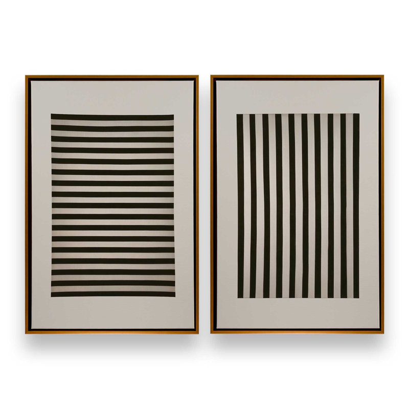 Échos de l'ordre, ensemble de 2 impressions, 36 po x 24 po, Cadre flottant doré poli