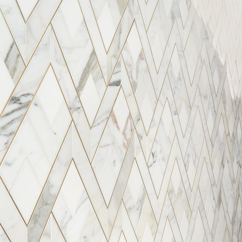 Carrelage mosaïque en marbre l 12,12 po x L 15,59 po Kappa, Blanc Bianco