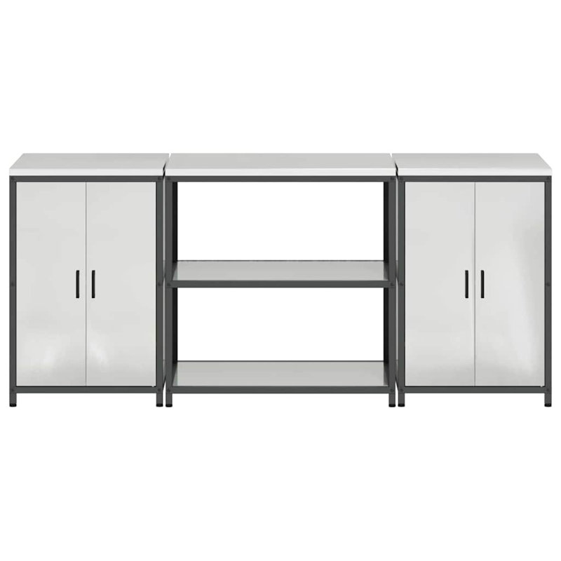  Kitchen Storage Set With Shelf 3 Pcs Sliver 210 X 50 X 92 Cm