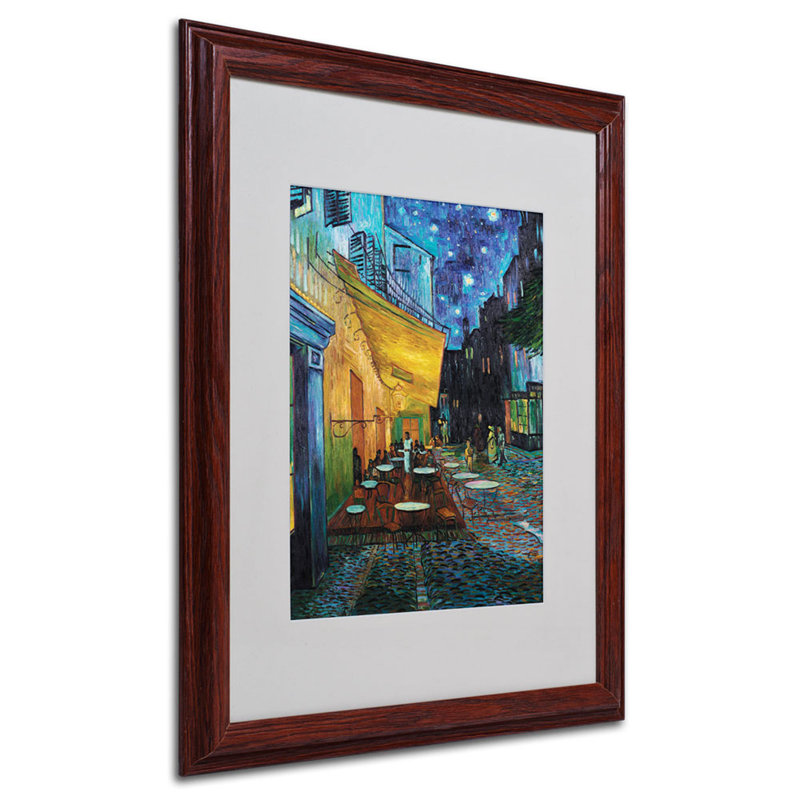 "café terrace" par vincent van gogh, reproduction d’art sur toile, H 20 po x l 16 po x P 0,5 po, Brun - Biseautée