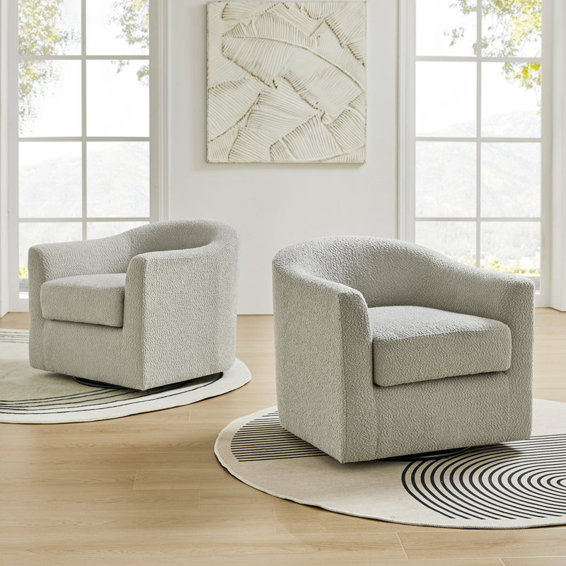 Ensemble de chaises demi-tonneau pivotantes rembourrées Miluse, Polyester gris