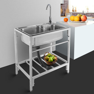 26.7'' L x 17.3'' W Silver Freestanding Handwash Station with Faucet