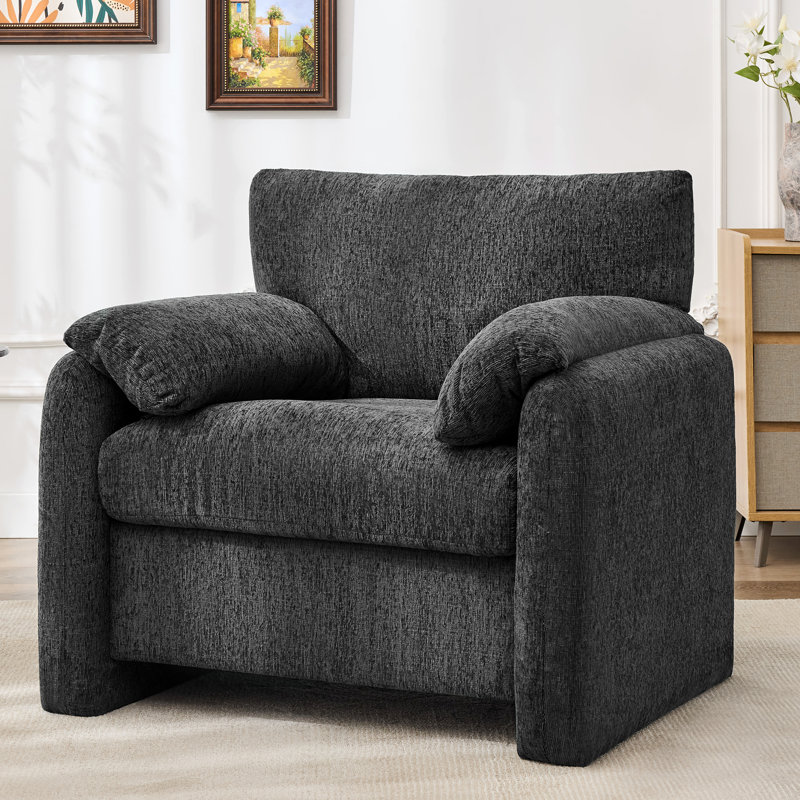 38.6" Oversized Armchair Upholstered Accent Chair For Living Room, Dark Gray
