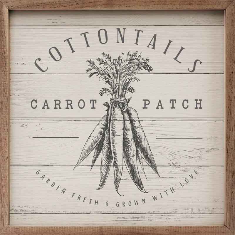 Cottontails Carrot Patch Whitewash, 16" H x 16" W x 1" D