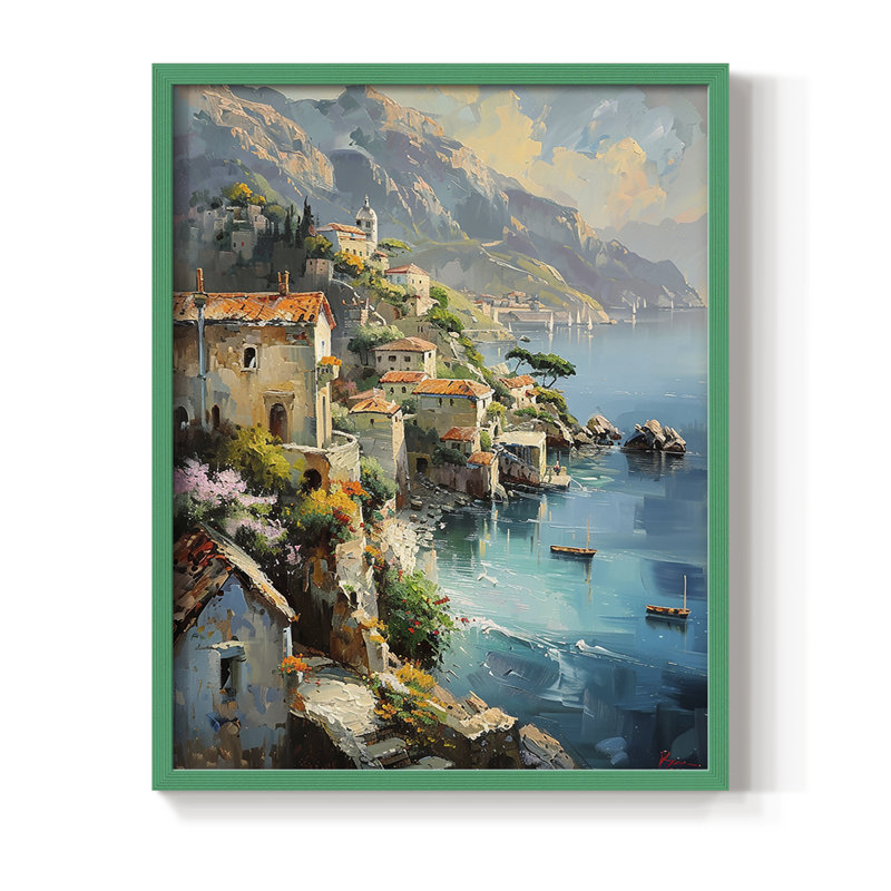 NAUTICAL Series DLXIV, reproduction encadrée - bois massif, Green, 11" H x 9" W