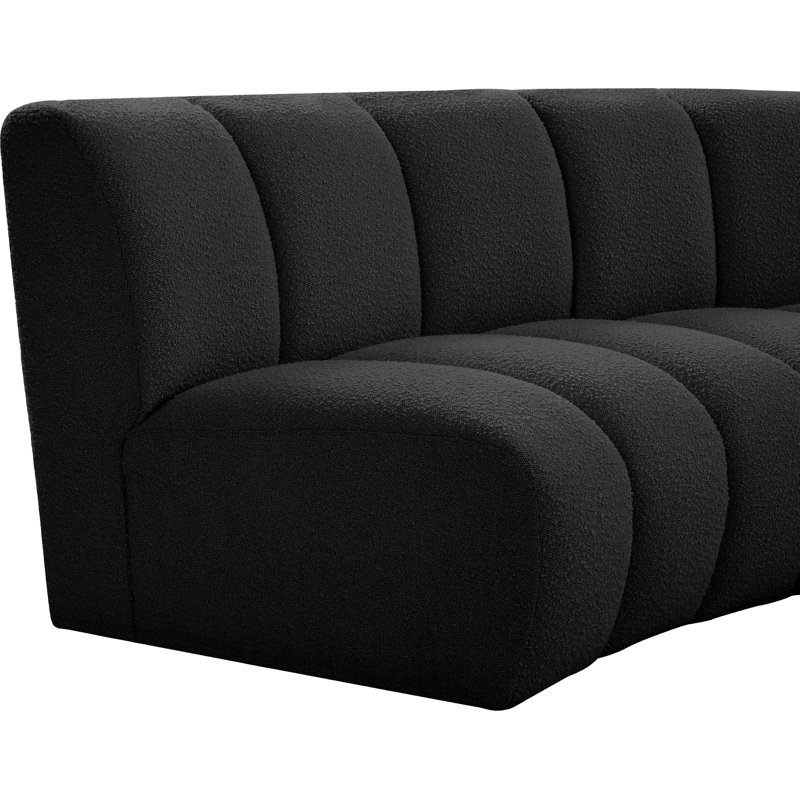 Canapé modulaire de coin Infinity de 183 po de largeur Infinity, Tissu bouclé noir