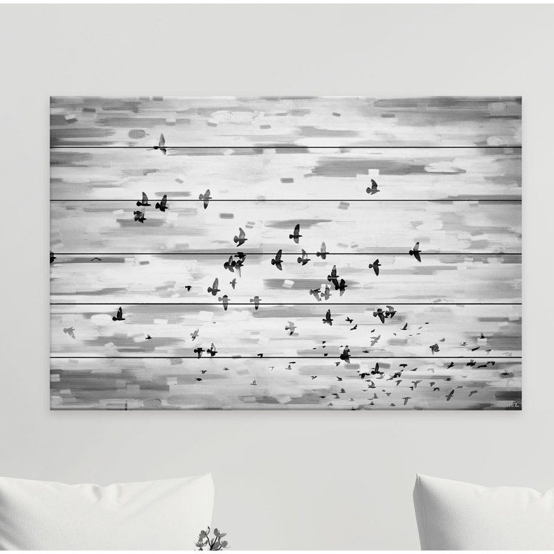 «Marsden Birds», reproduction de peinture à l'acrylique sur bois, H 40 po x l 60 po x p 1,5 po