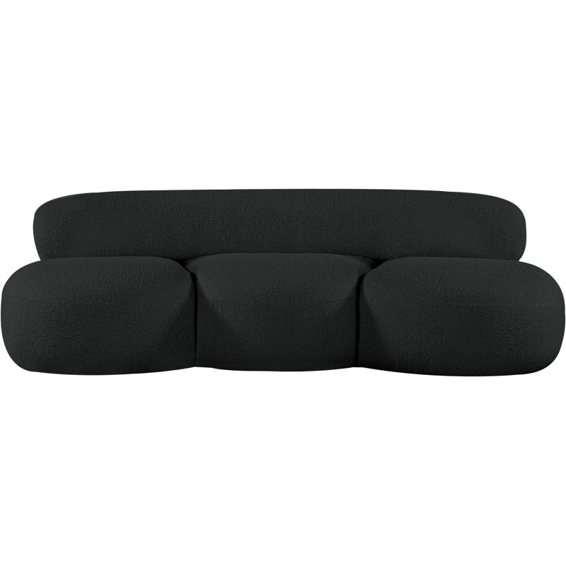 Isia 88.5'' Upholstered Sofa, Black Boucle Fabric