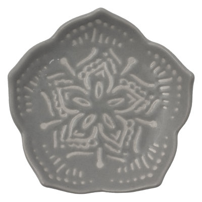 Medium Flower Shaped Trinket Tray Gray
