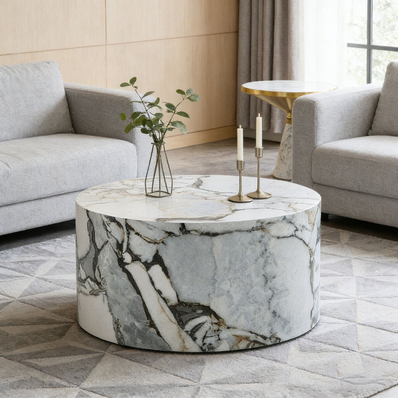 Round Coffee Table, White