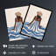 Woman in Blue Stripy Summer Holiday Dress Wall Art Print