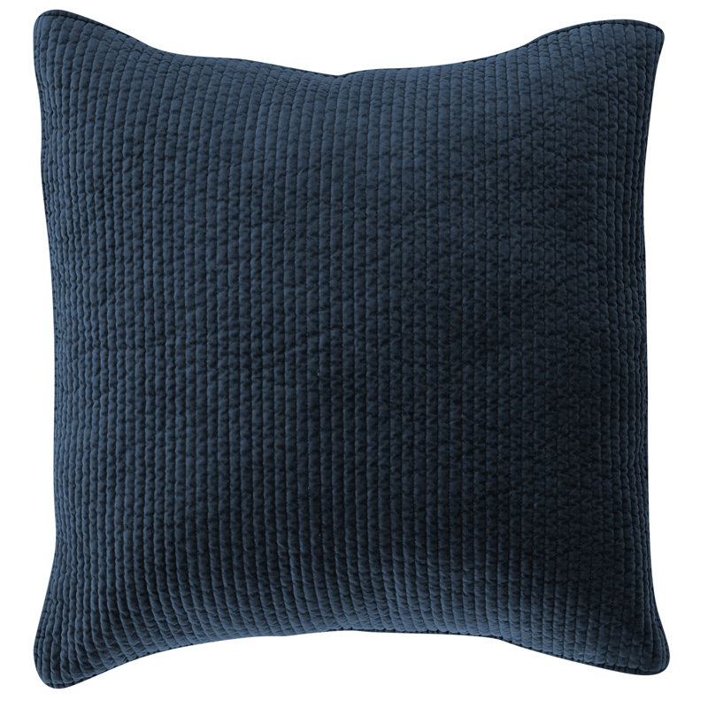 Taie décorative moderne en velours de coton matelassé Stone, Européen, Marine