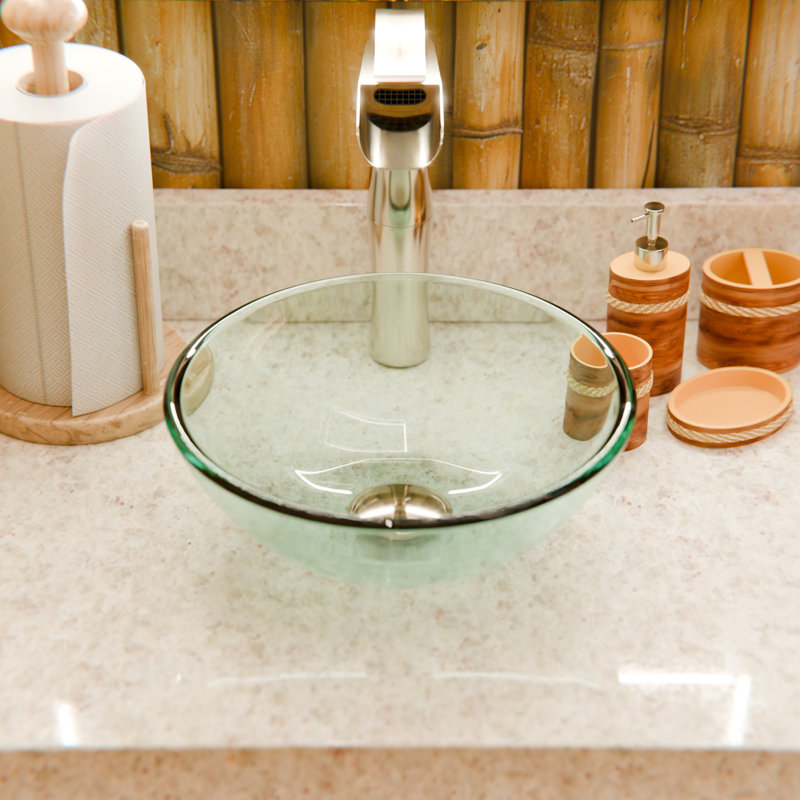 Lavabo de salle de bain vasque circulaire en verre 12 pouces