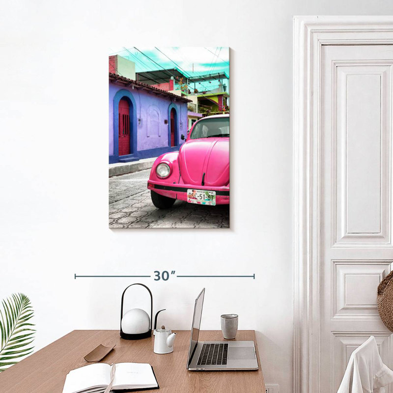Voiture coccinelle Mehar rose, H 30 po x l 20 po