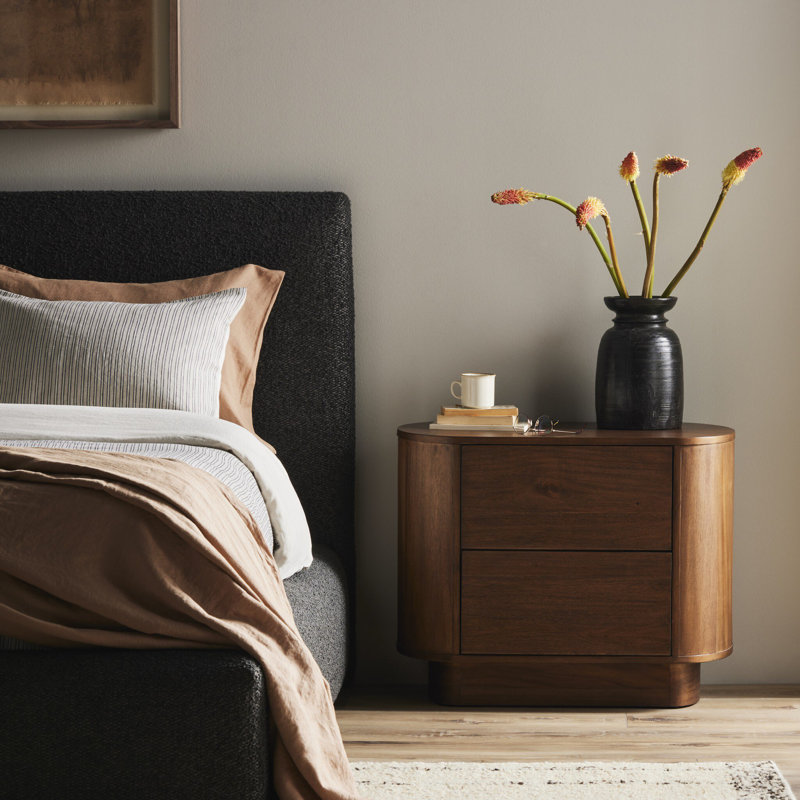 Paden Nightstand-Aged Black Acacia, Seasoned Brown Acacia