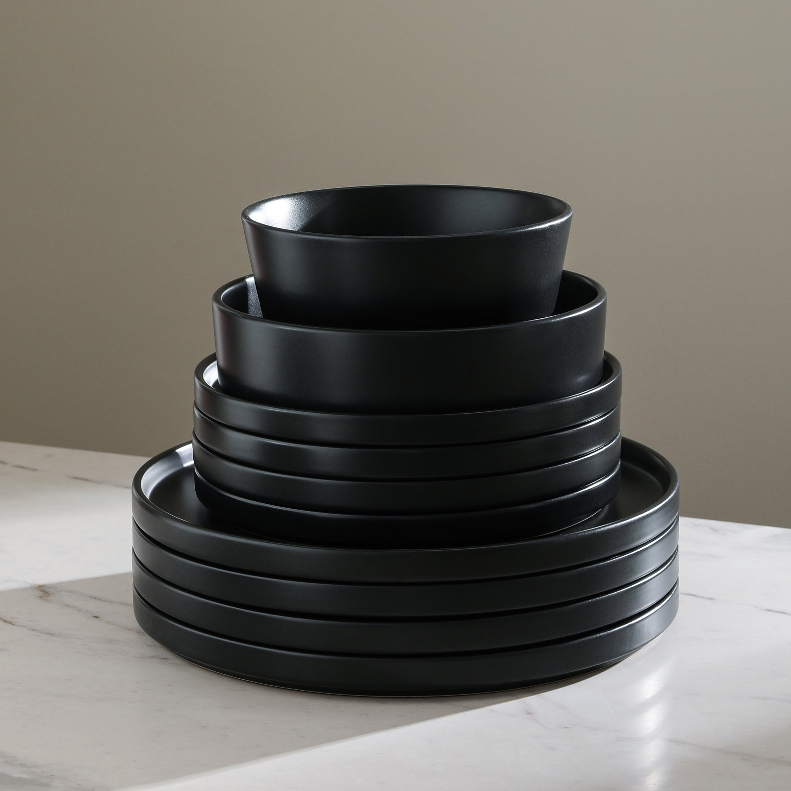 Celina Stoneware Dinnerware Set, 32, Black