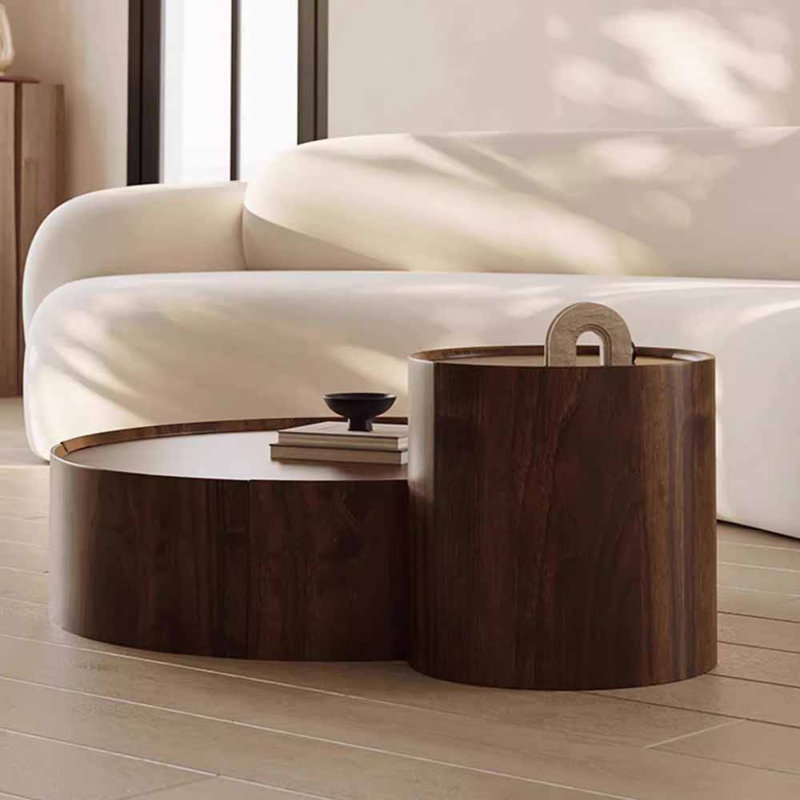 Creative design round tea table combination, Brown