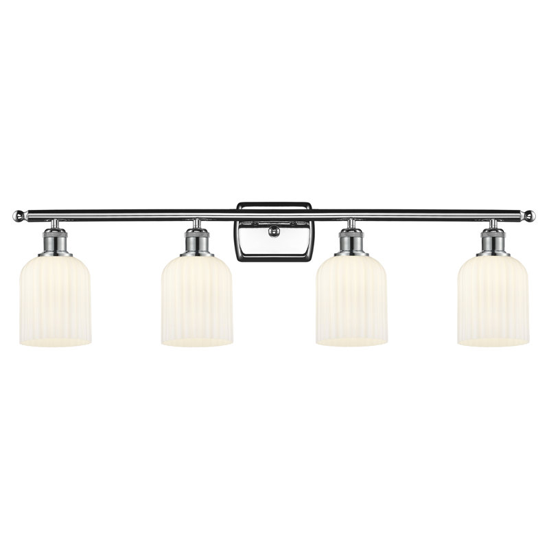 Fiennes 4 - Light Dimmable Vanity Light, Polished Chrome, Gloss White