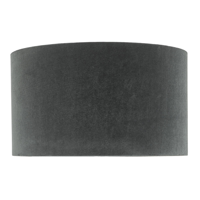 20cm H Velvet Drum Pendant Shade, Grey