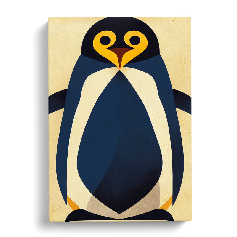 XV1022-3459X Penguin Abstract Art No.3 - Print, 50cm H x 35cm W, No Matte, Wrapped Canvas