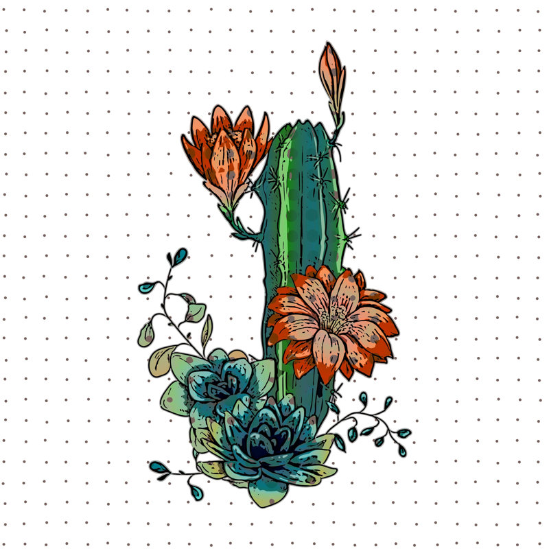 Cactus Garden View 129 - Impression sur toile tendue, H 12 po x l 12 po x P 1,5 po